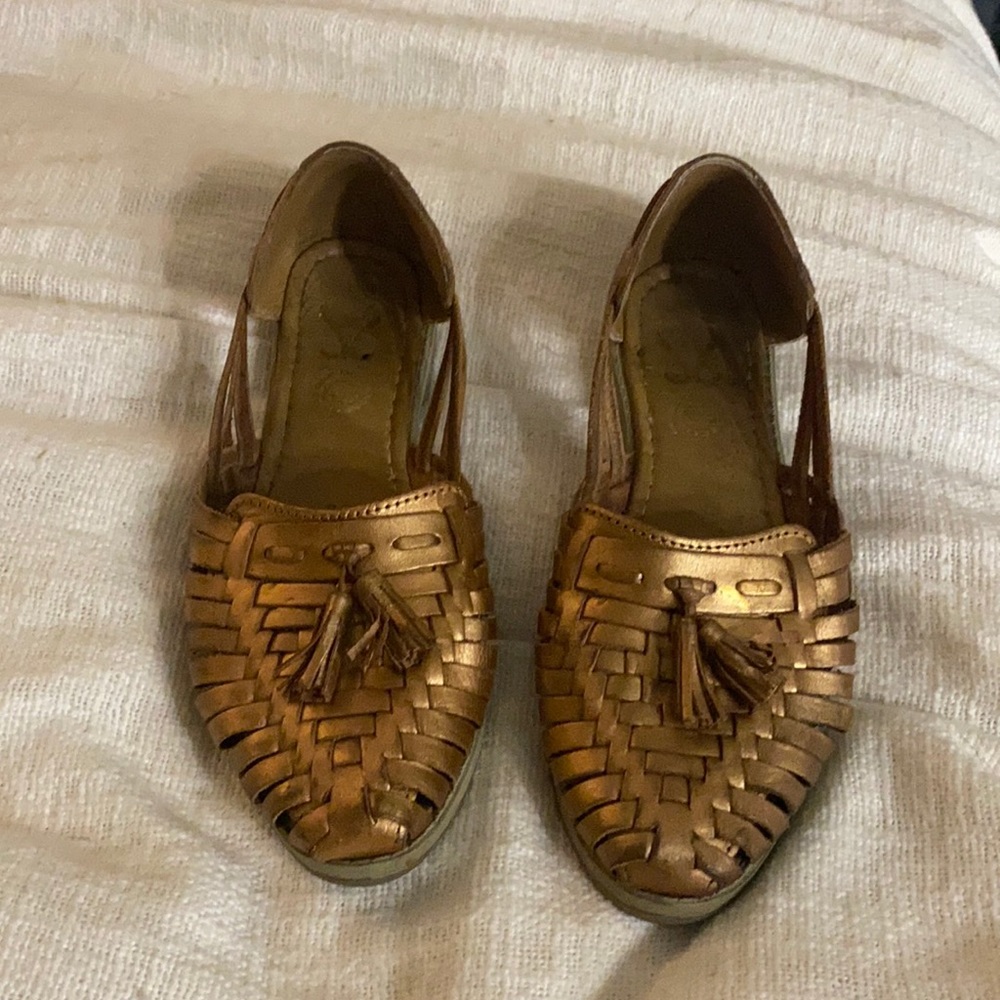 Rose gold flat sandals
